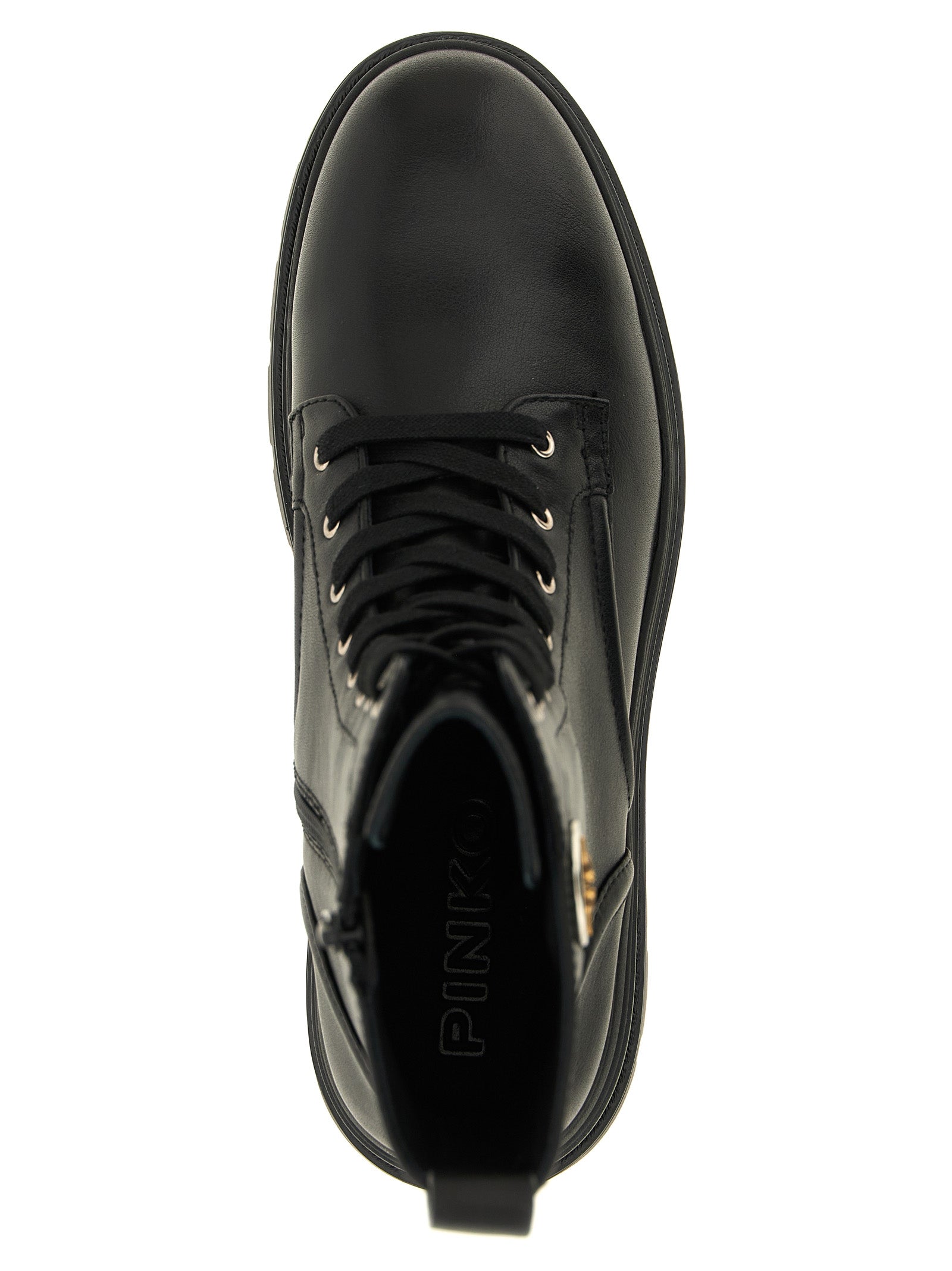 Black Cowhide Lace-Up Boots