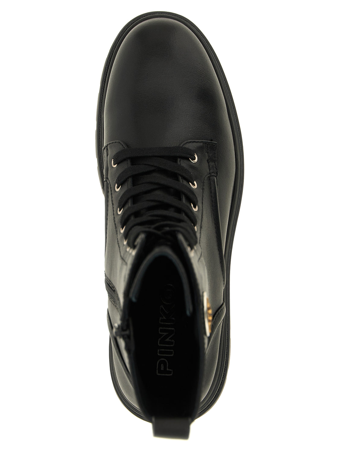 Black Cowhide Lace-Up Boots