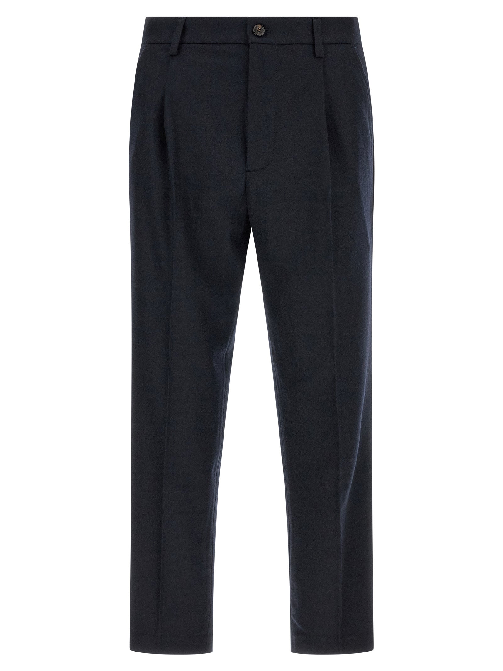 Blue Wool Casual Pants