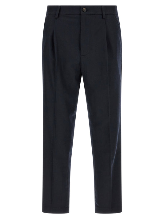 Blue Wool Casual Pants