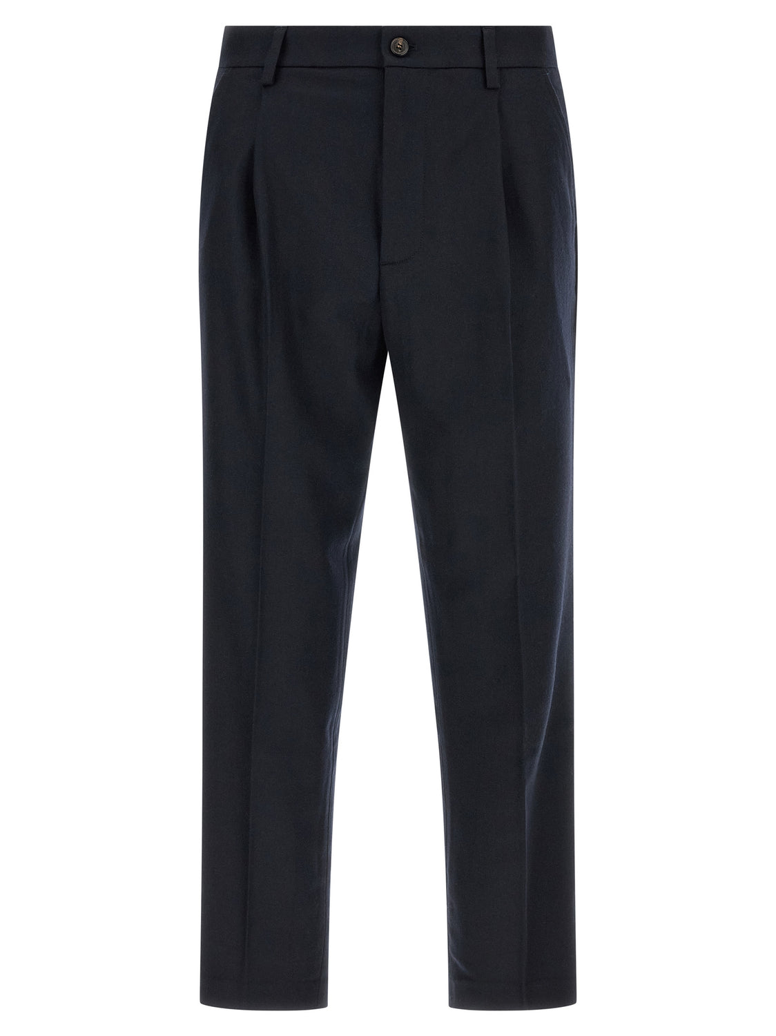 Blue Wool Casual Pants