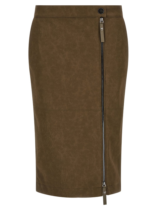 Brown Viscose Midi Skirt