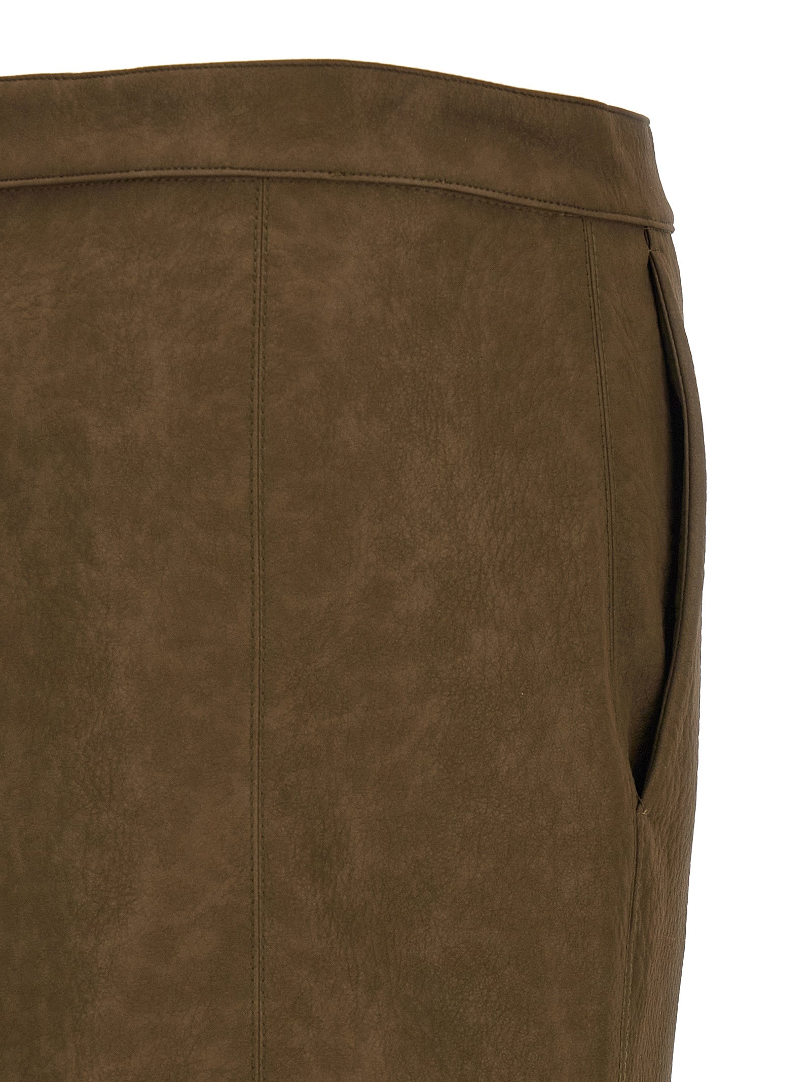 Brown Viscose Midi Skirt