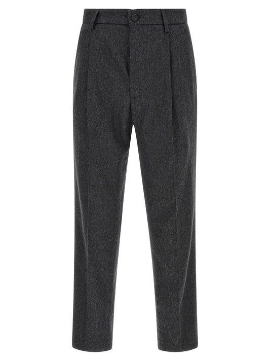 Gray Wool Casual Pants