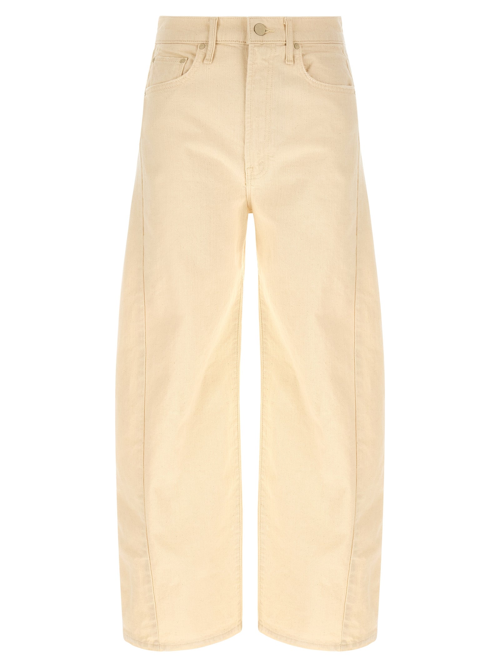 Beige Cotton High-Waisted Jean