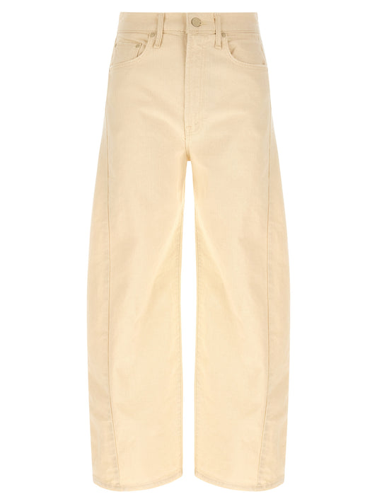 Beige Cotton High-Waisted Jean
