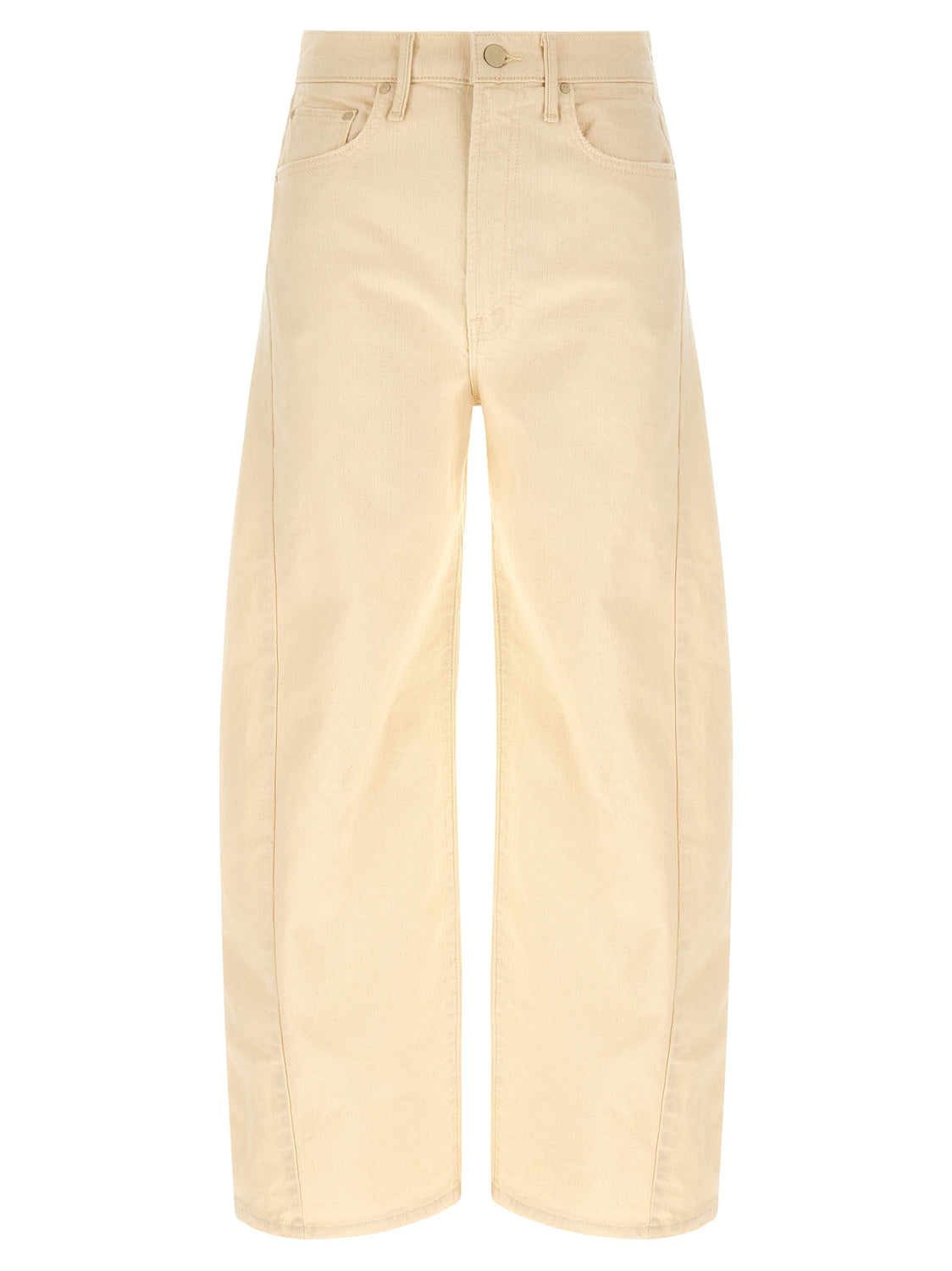 Beige Cotton High-Waisted Jean
