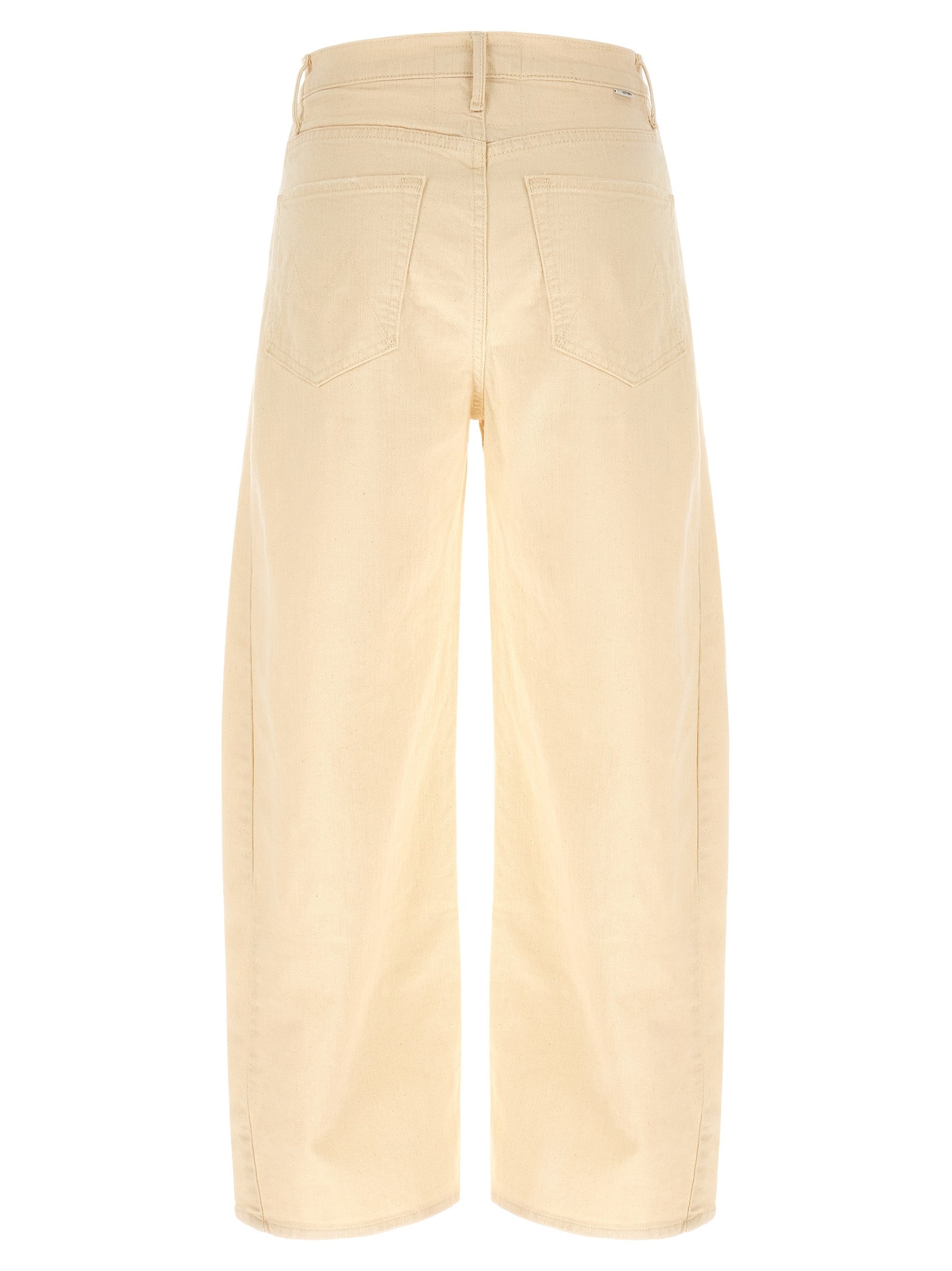 Beige Cotton High-Waisted Jean