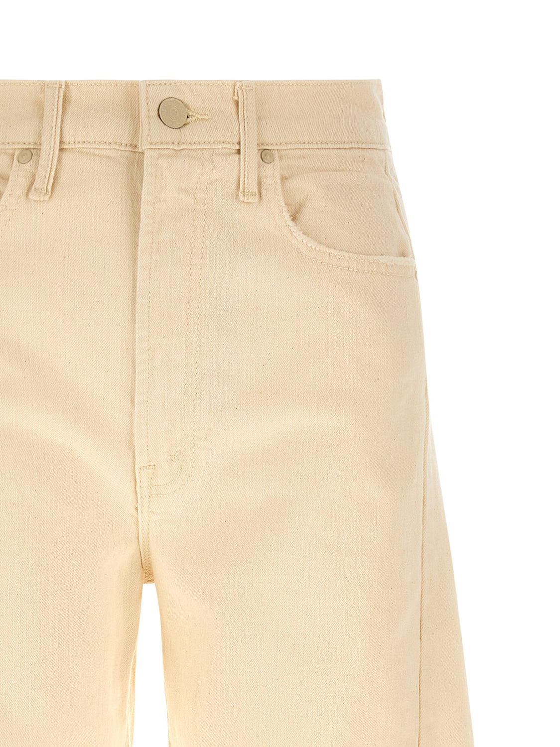 Beige Cotton High-Waisted Jean