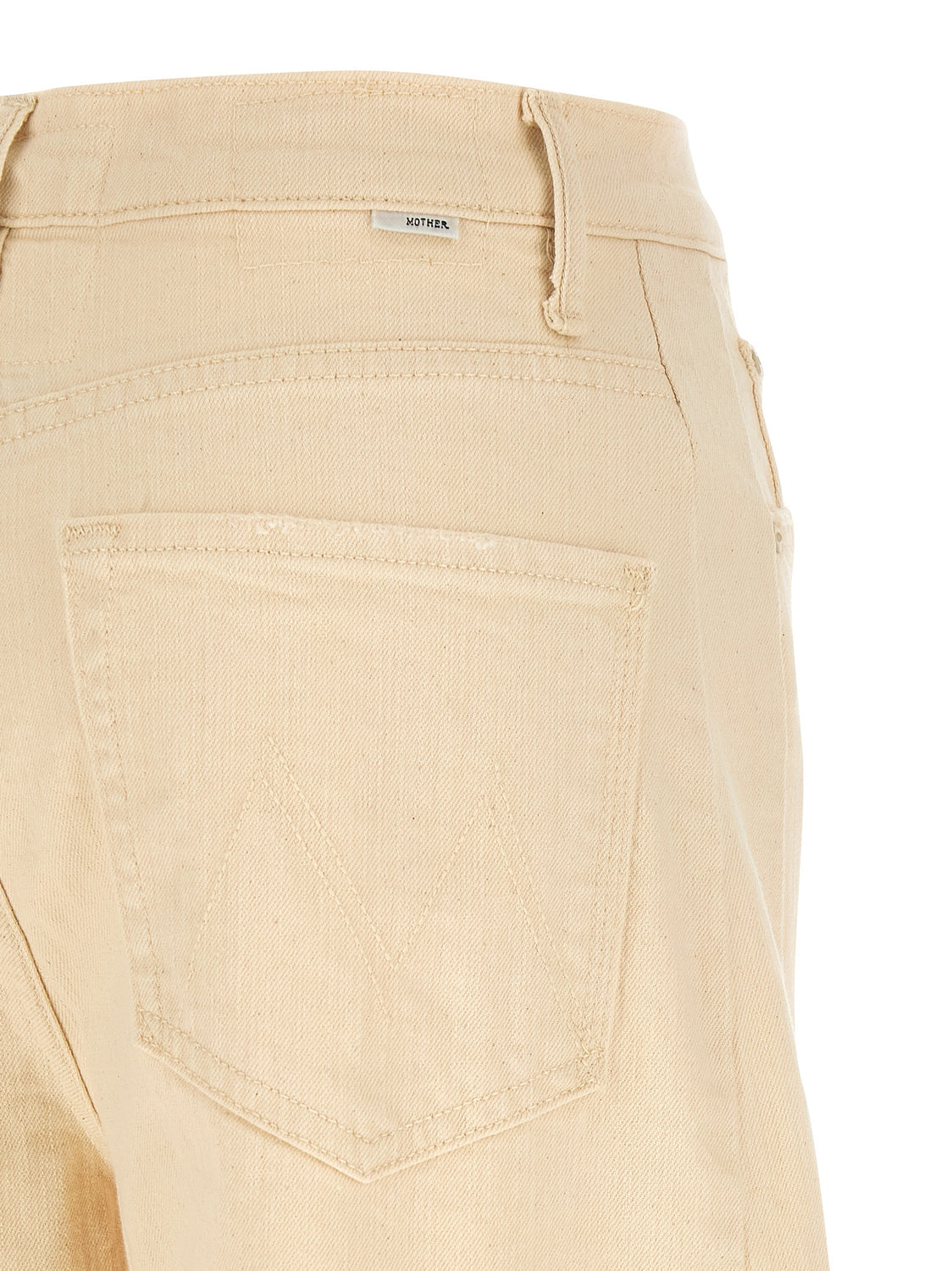 Beige Cotton High-Waisted Jean