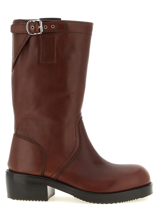 Brown Bovine Leather Ankle Boots