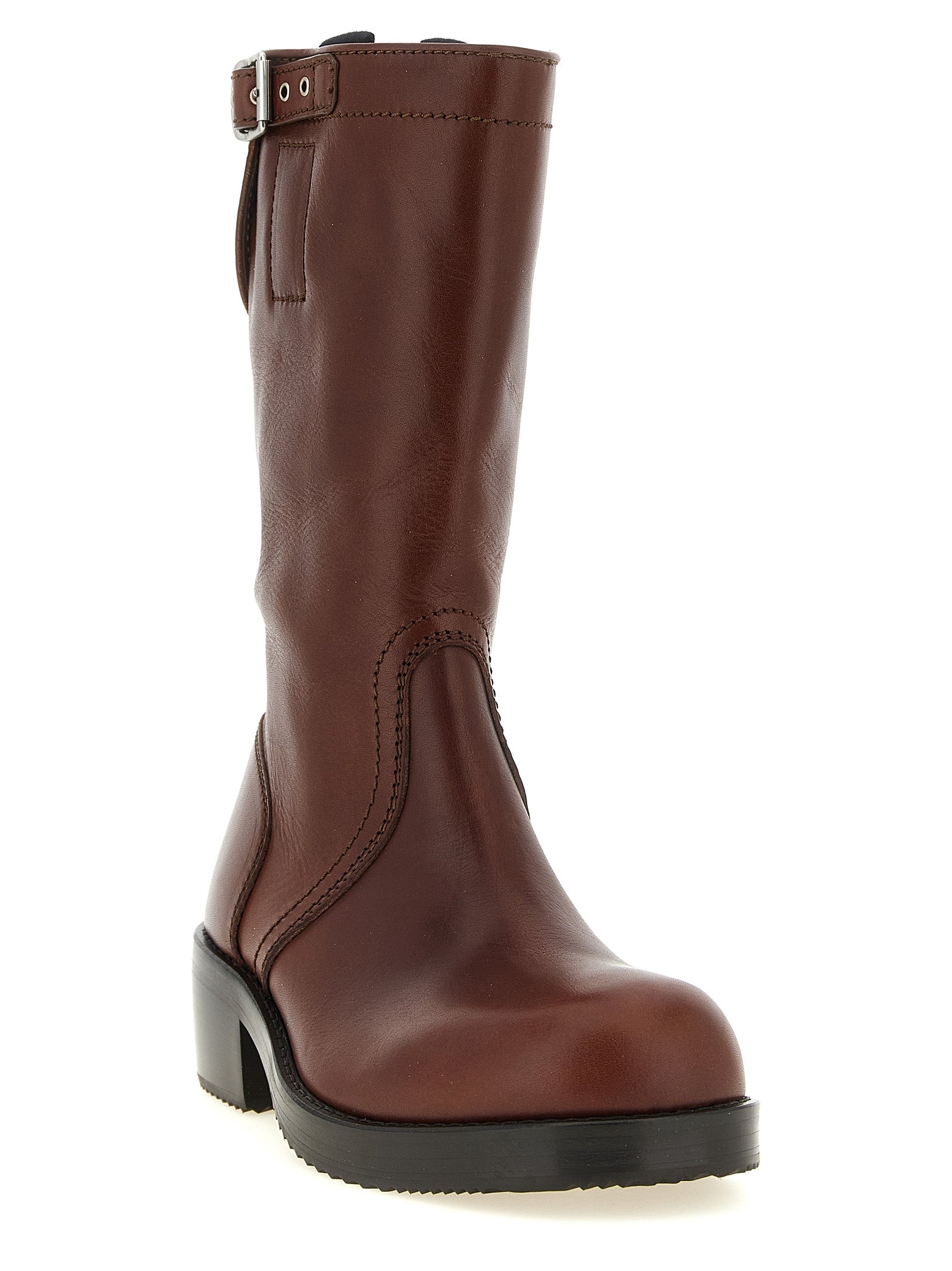Brown Bovine Leather Ankle Boots