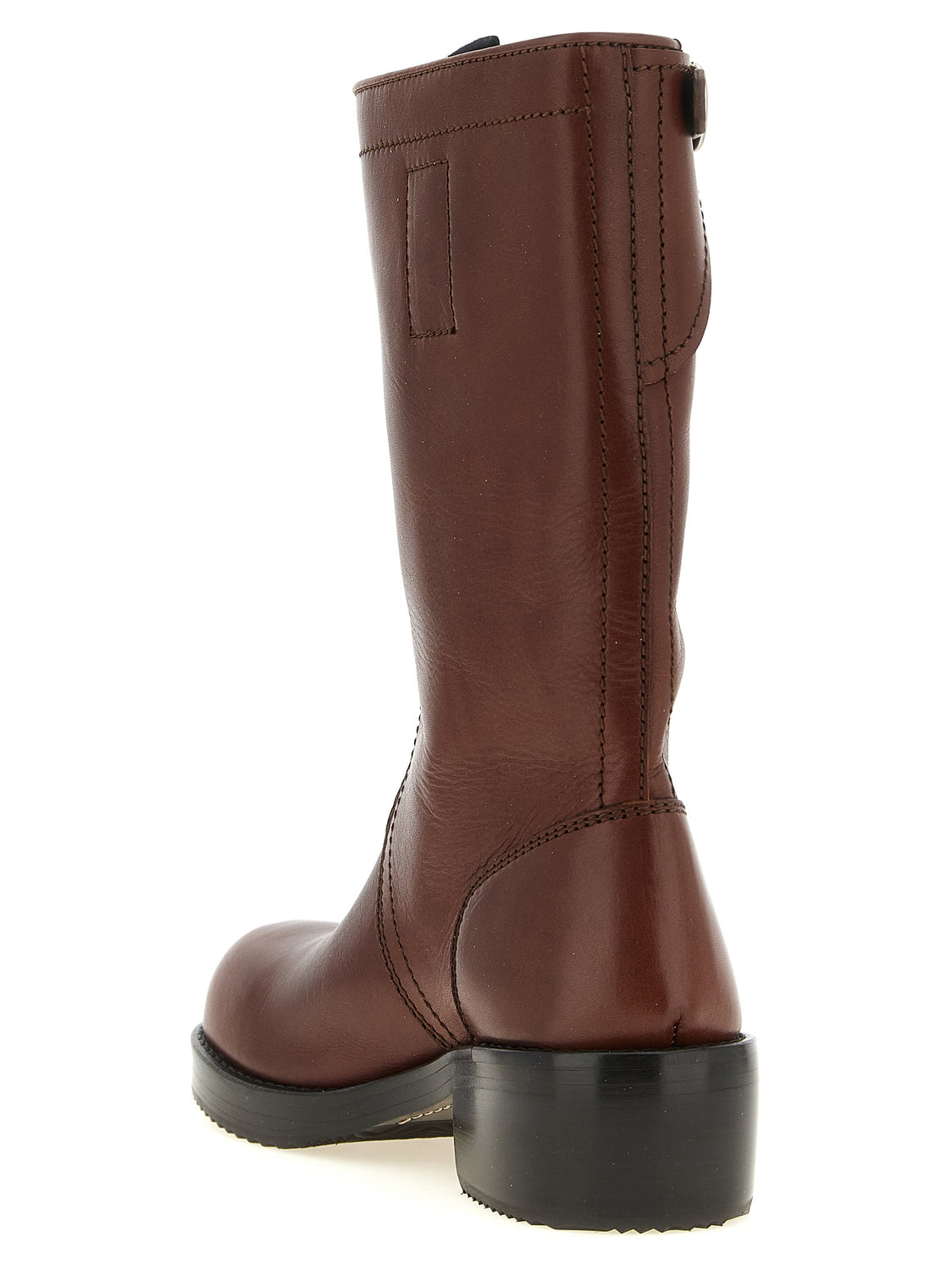 Brown Bovine Leather Ankle Boots