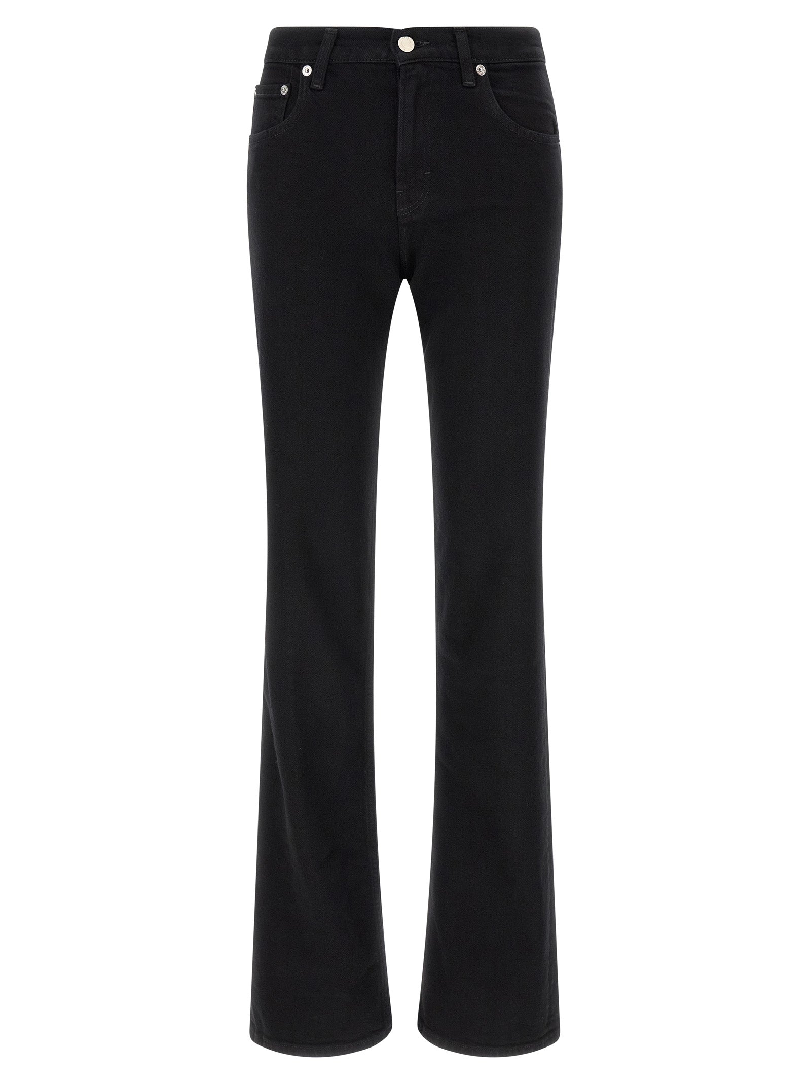 Black Cotton Flared Jeans