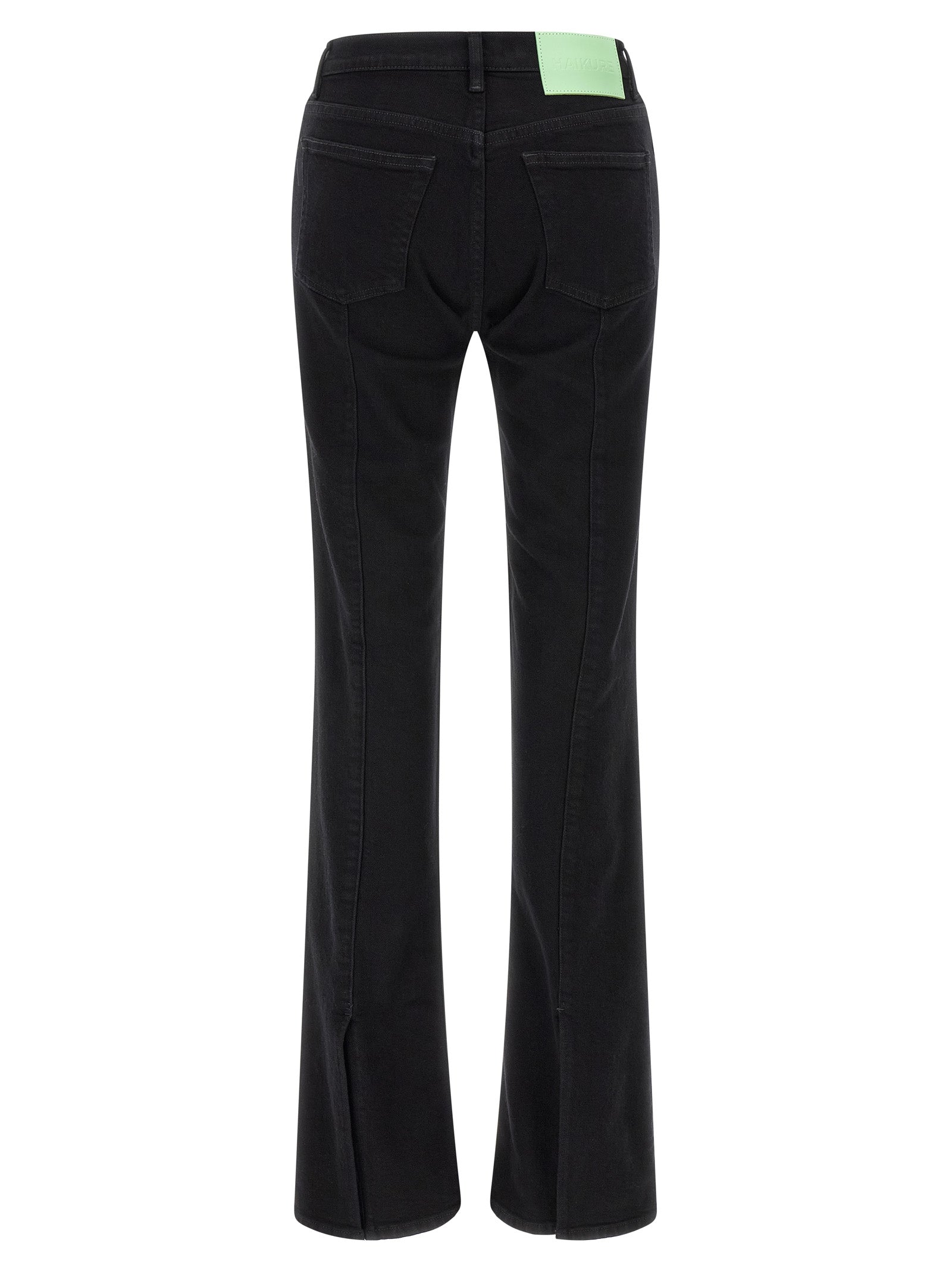 Black Cotton Flared Jeans