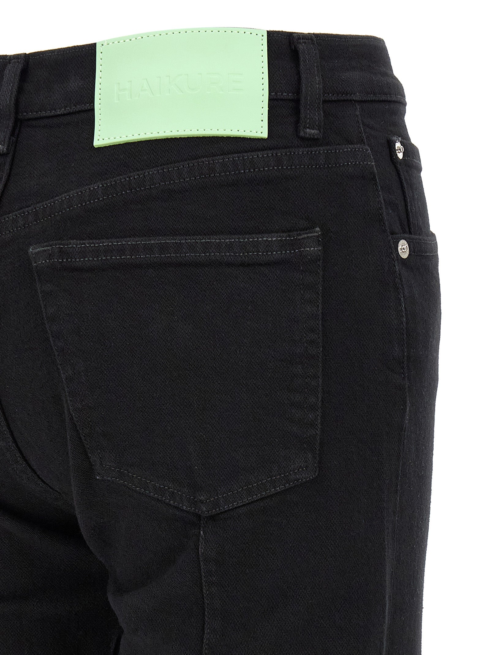Black Cotton Flared Jeans