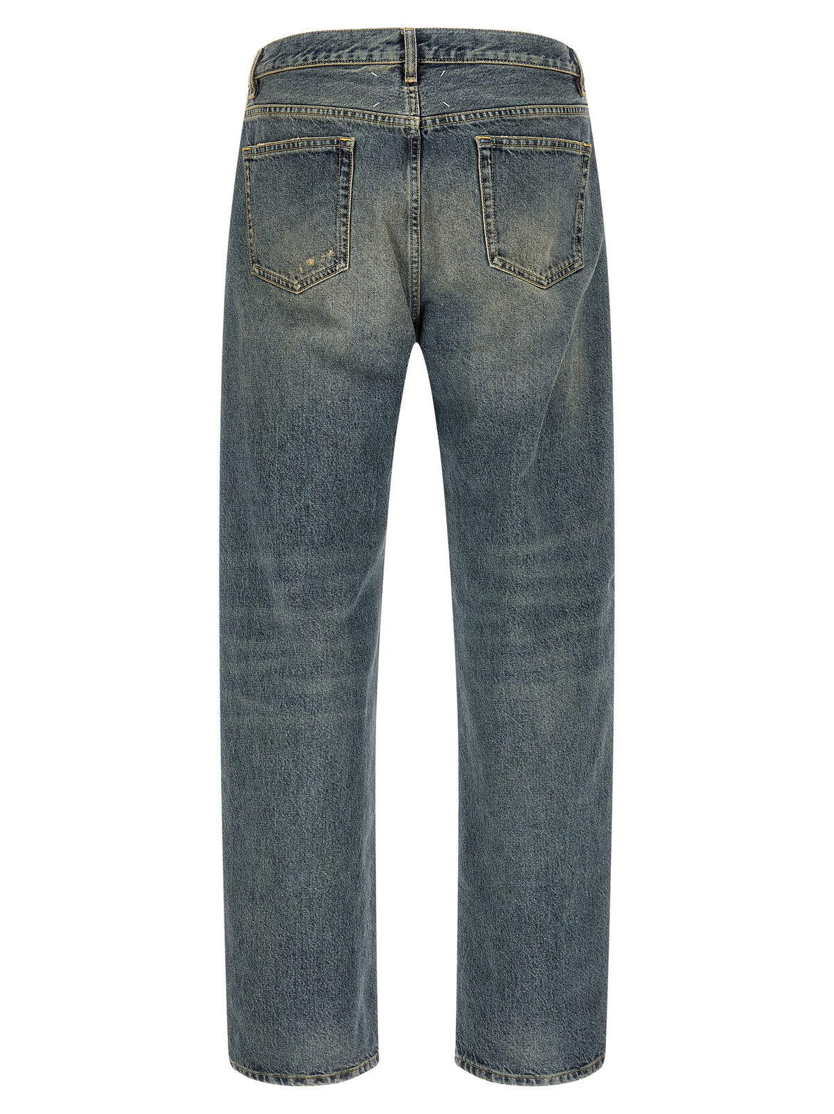 Blue Cotton Straight-Leg Jeans