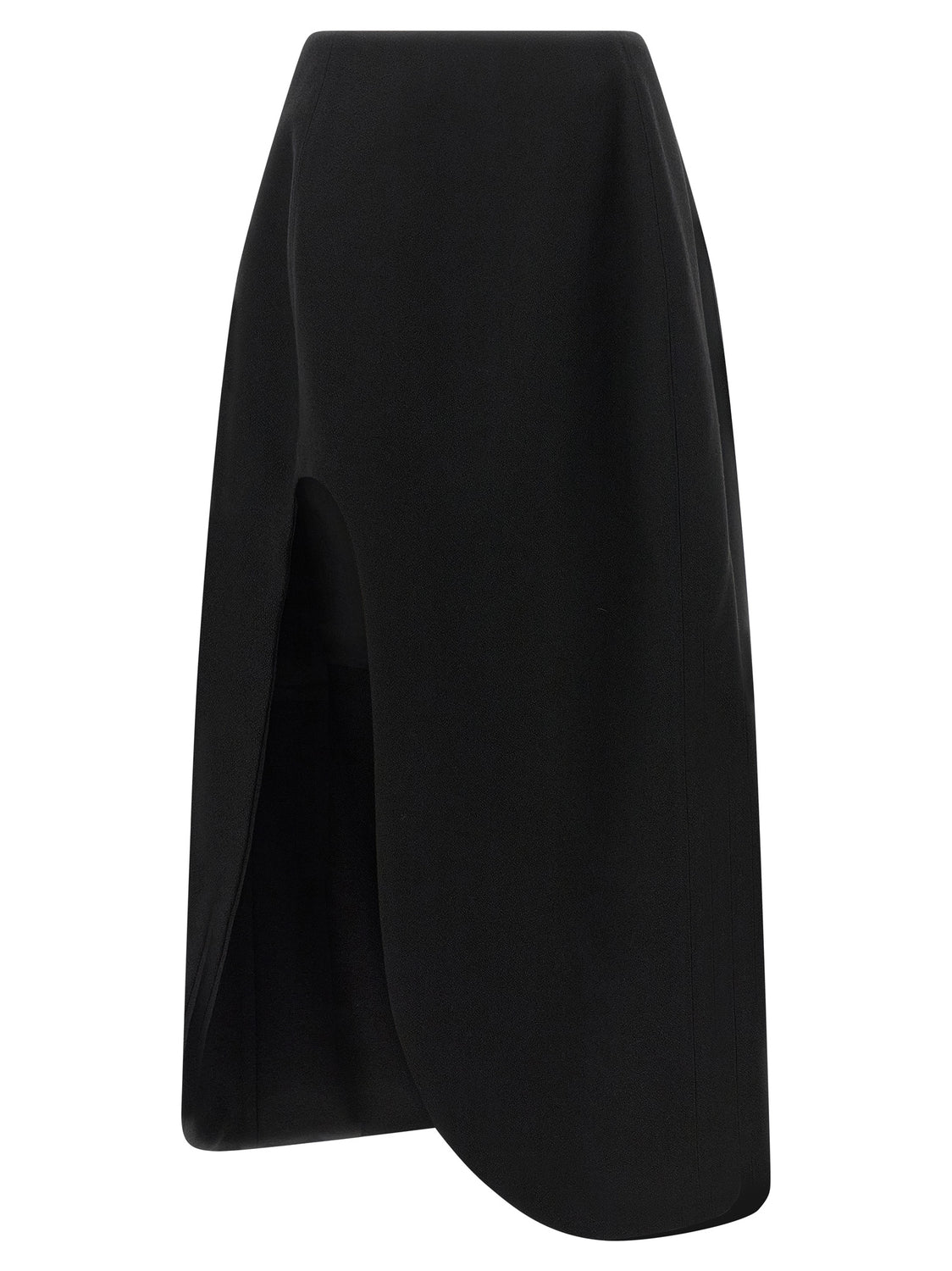 Black Virgin Wool Midi Skirt