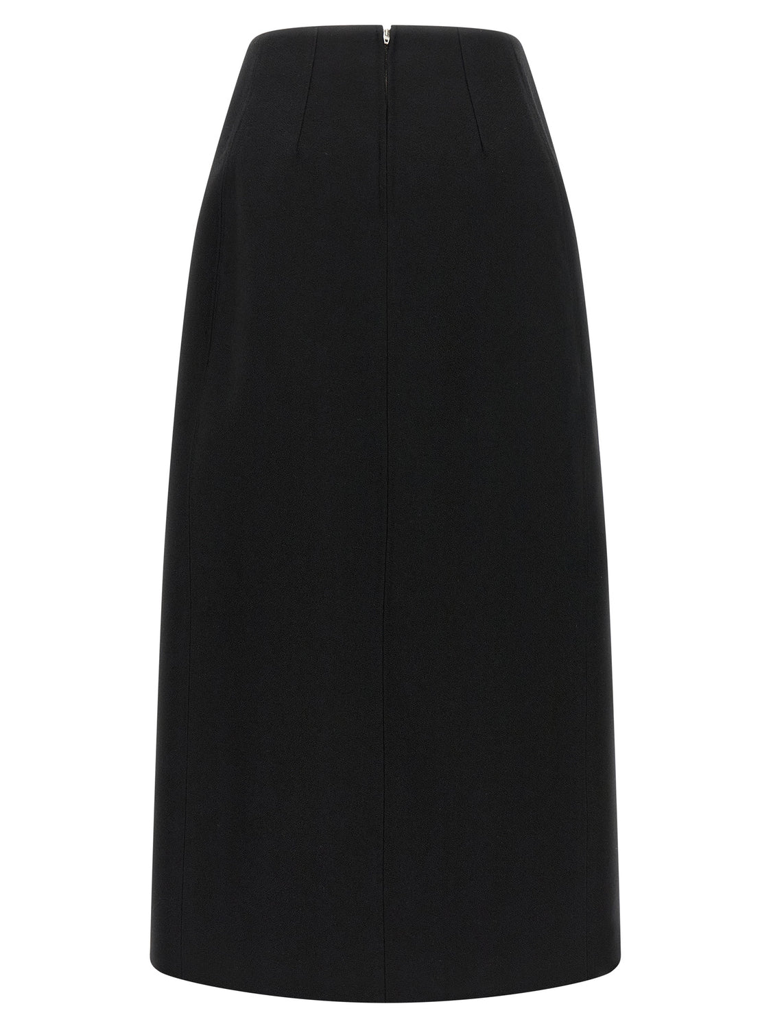 Black Virgin Wool Midi Skirt