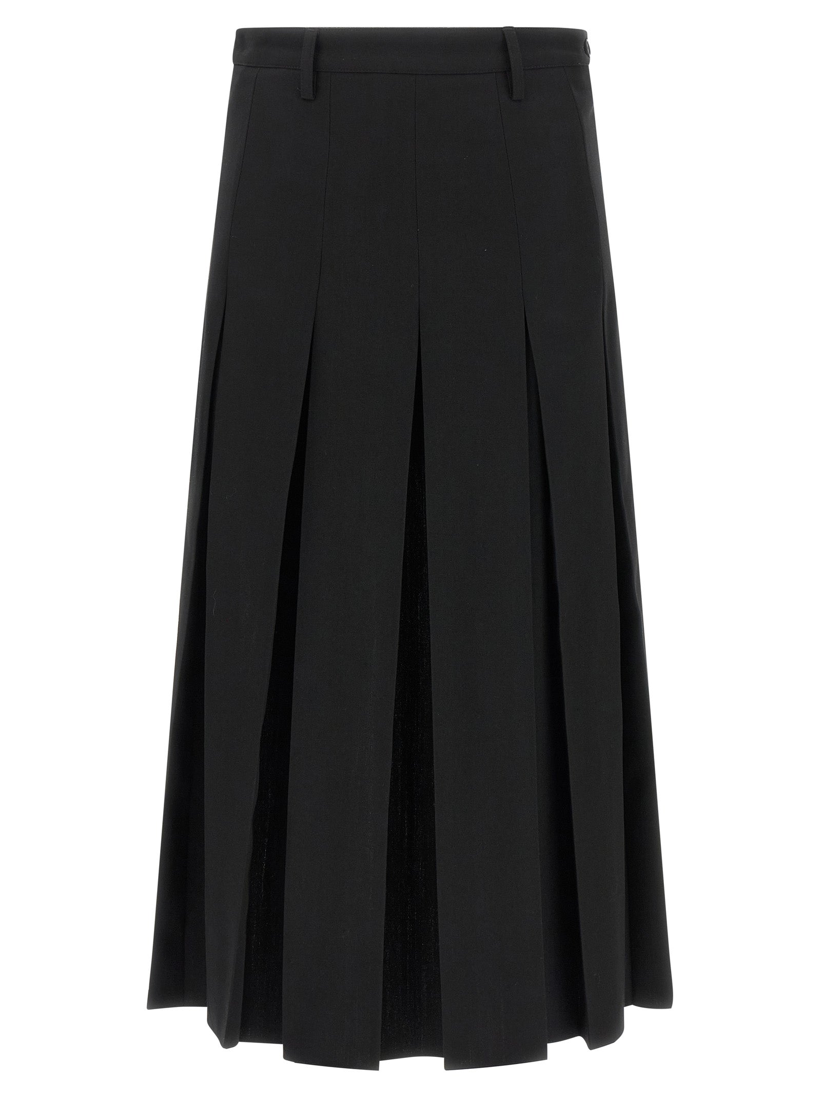 Black Polyester Midi Skirt