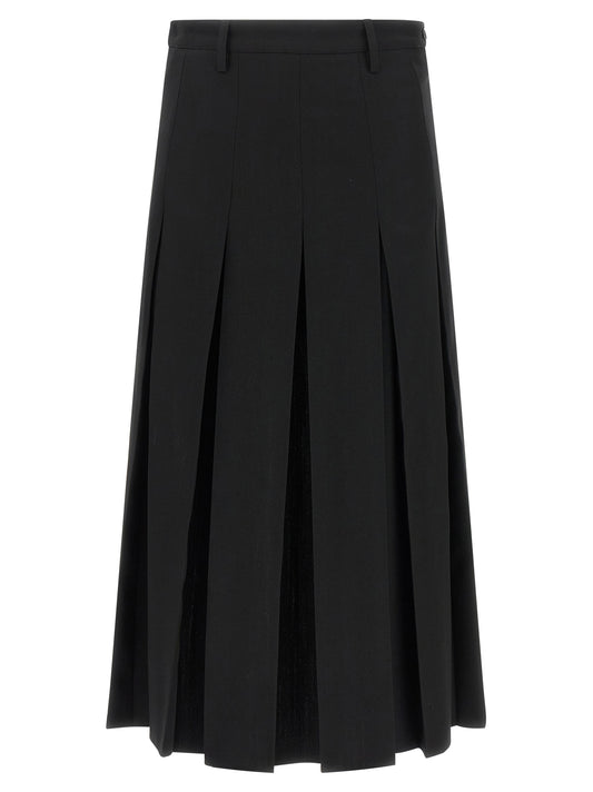 Black Polyester Midi Skirt
