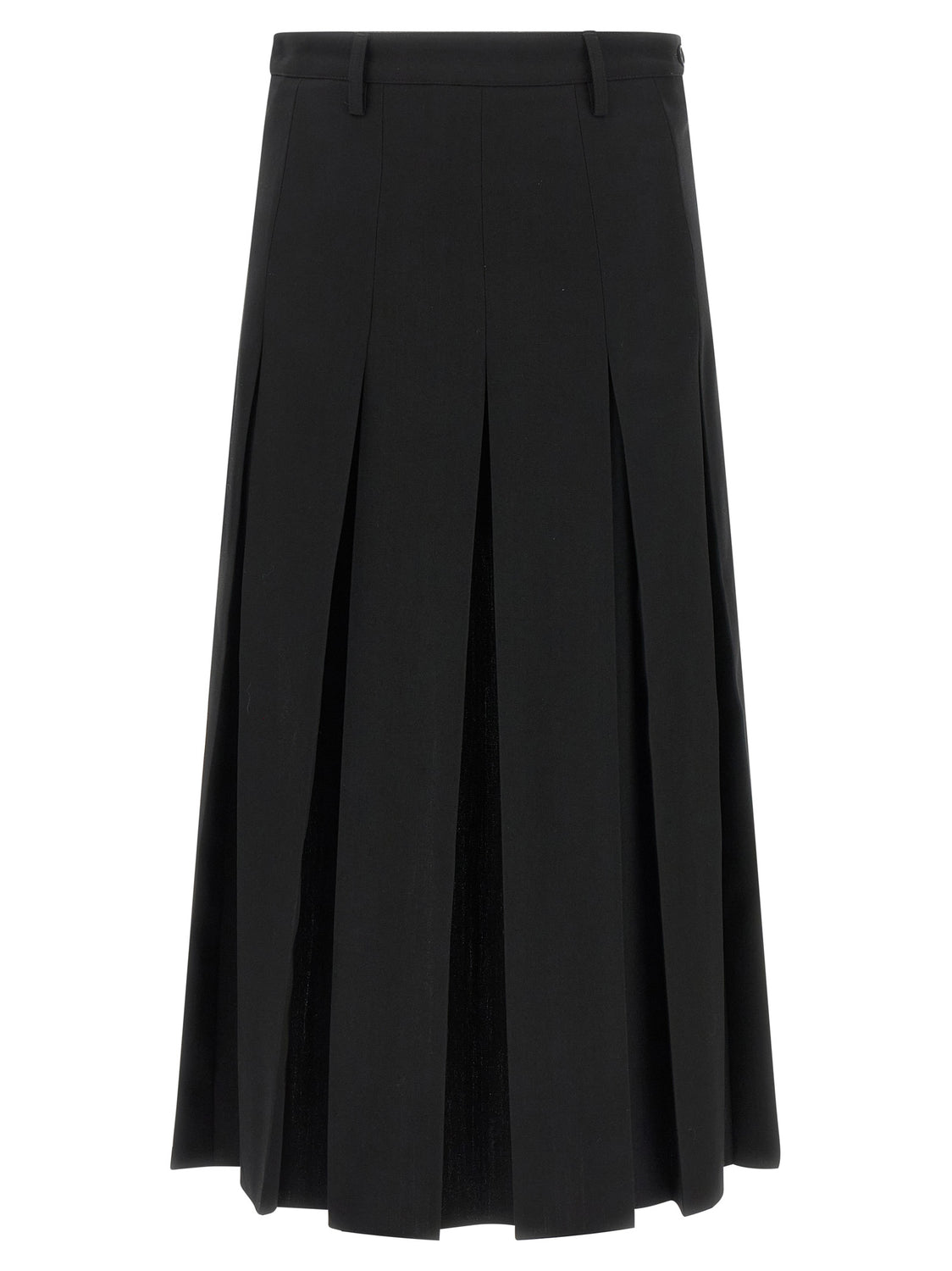 Black Polyester Midi Skirt