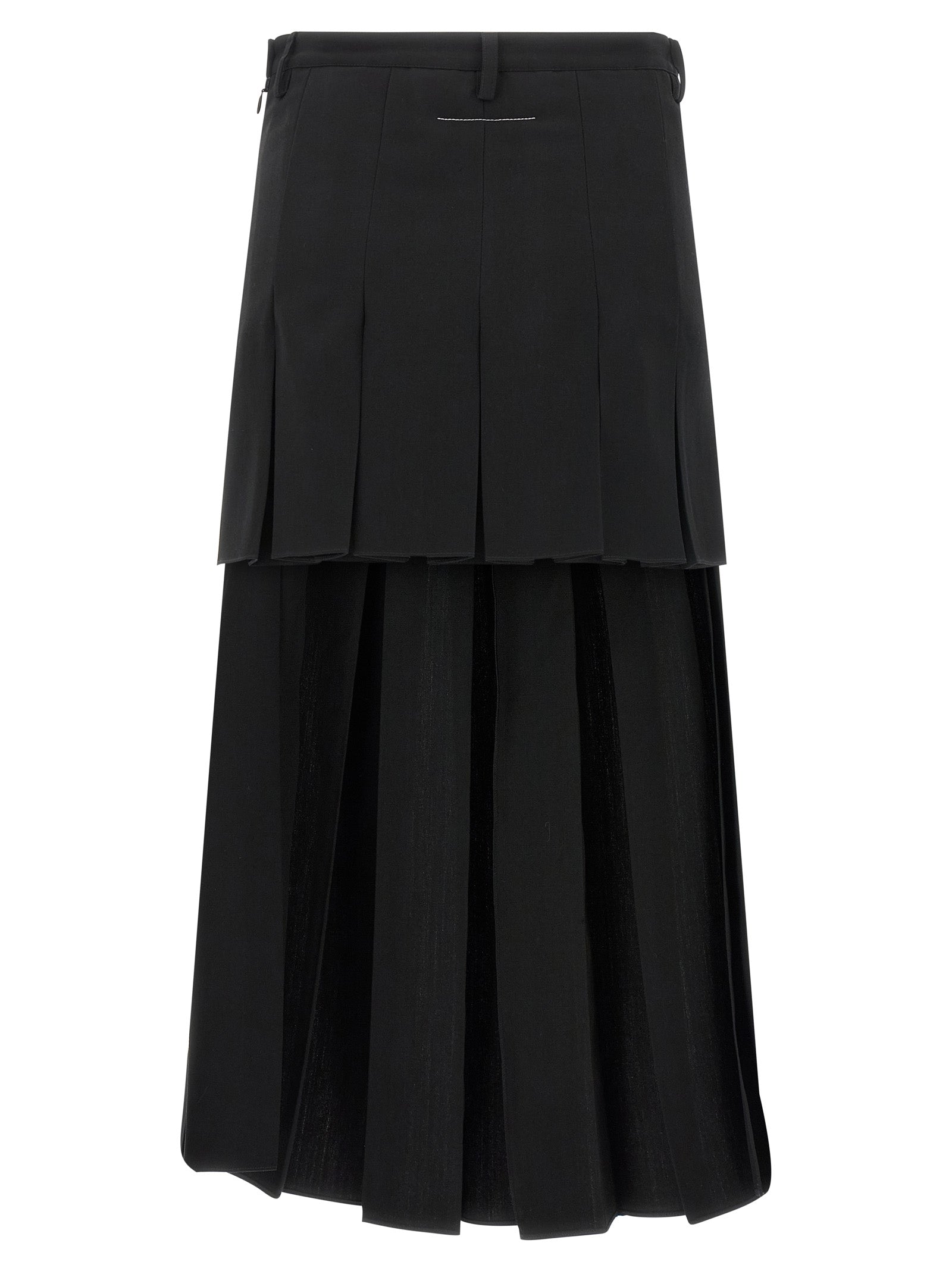 Black Polyester Midi Skirt