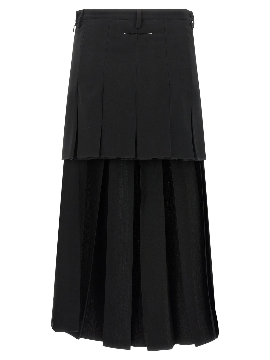 Black Polyester Midi Skirt