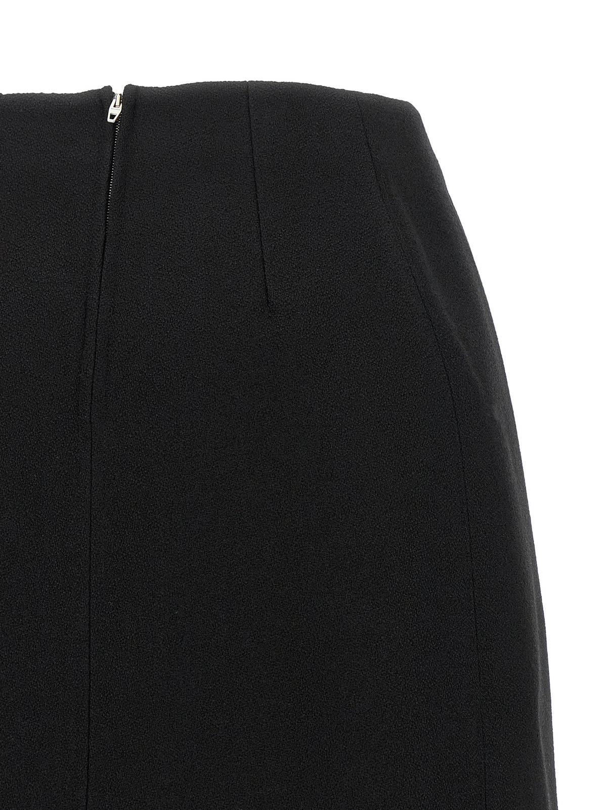 Black Virgin Wool Midi Skirt