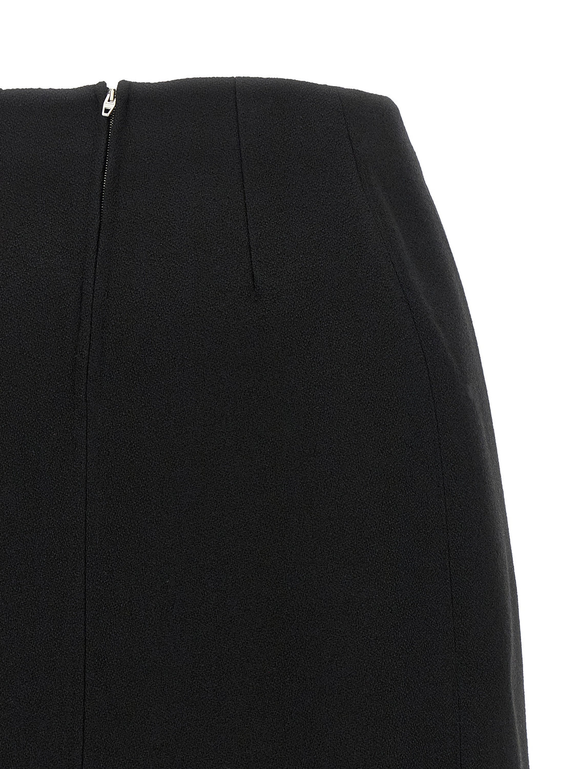 Black Virgin Wool Midi Skirt