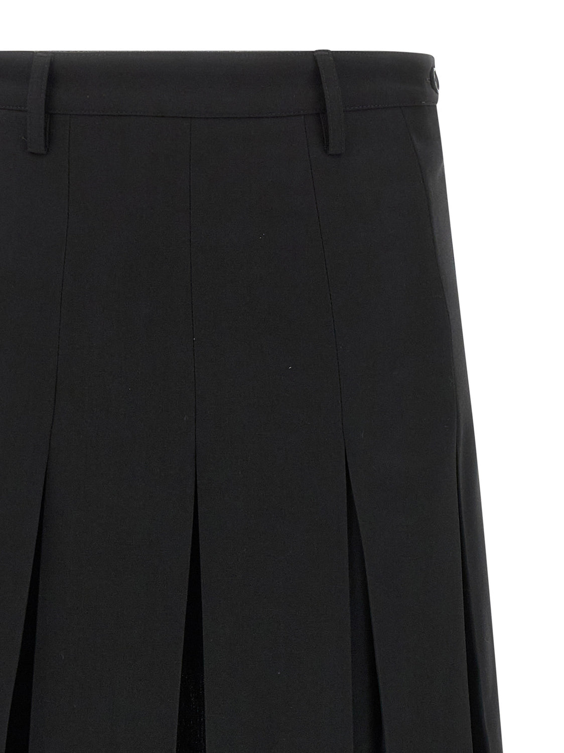 Black Polyester Midi Skirt