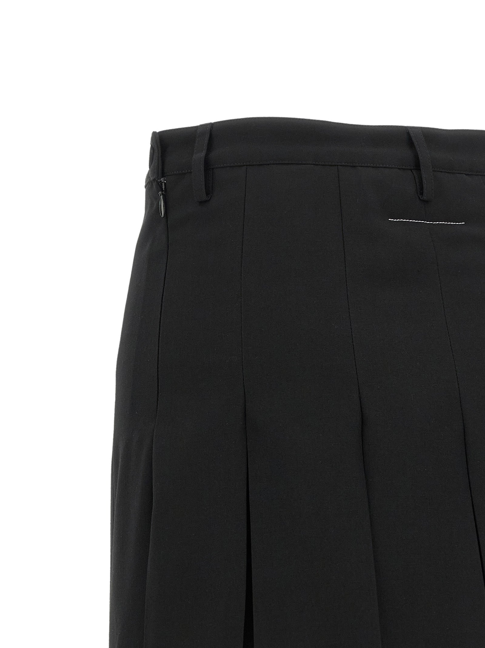 Black Polyester Midi Skirt