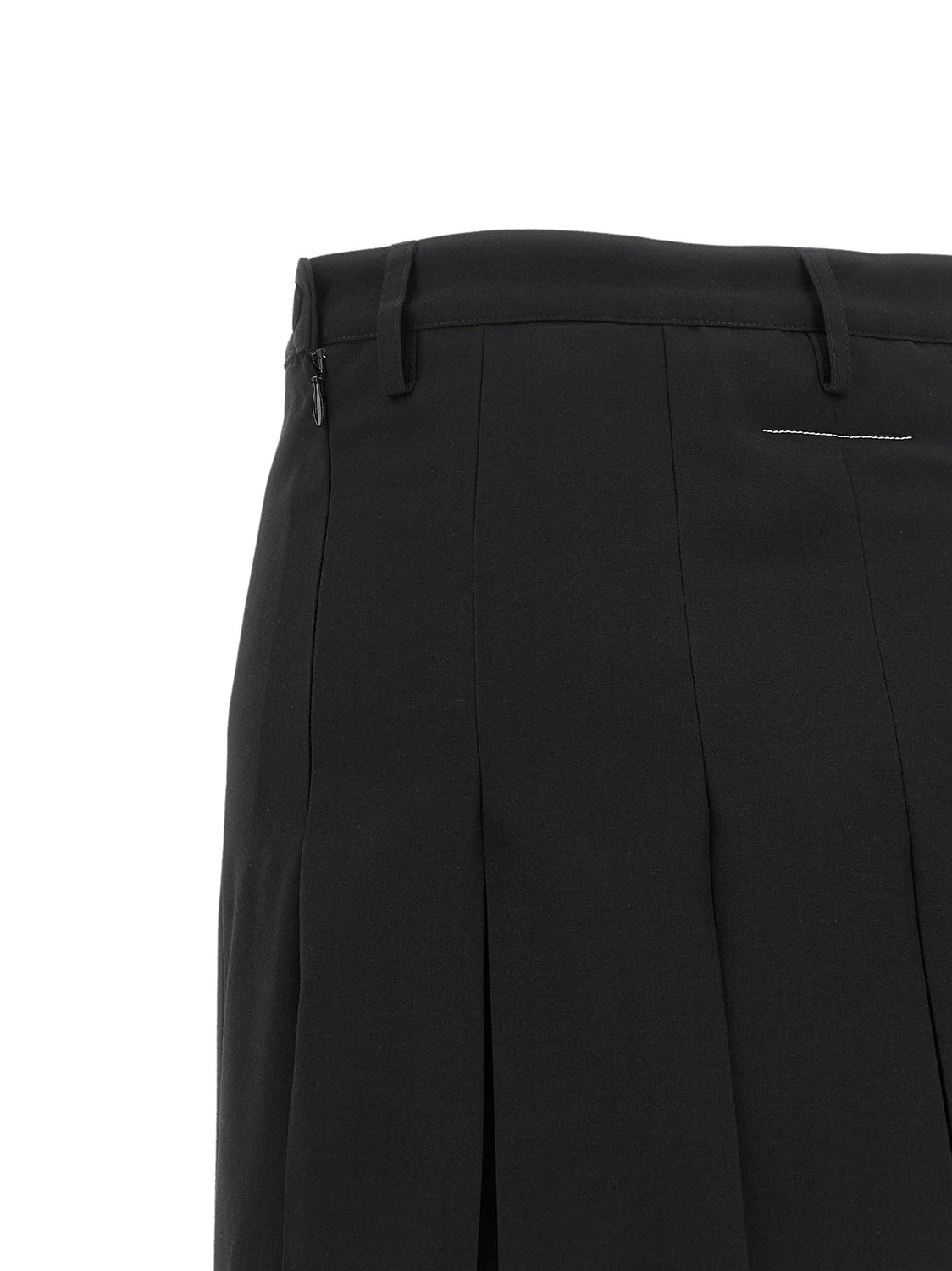 Black Polyester Midi Skirt