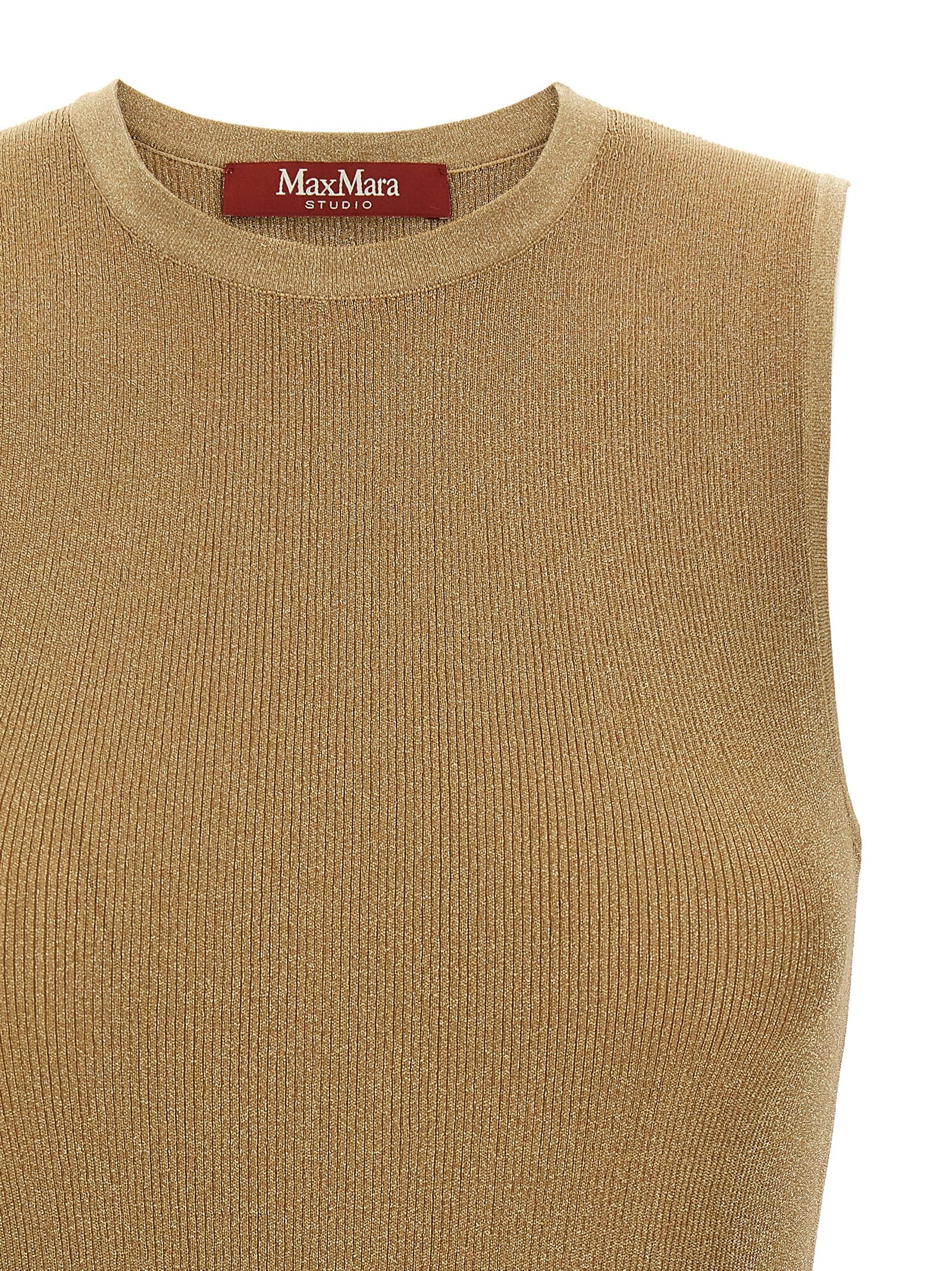 Gold Polyamide Sleeveles T-Shirt