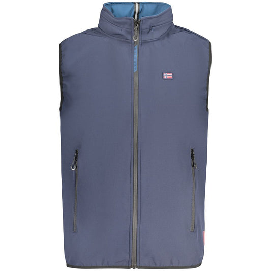 Blue Polyester Men's Vest