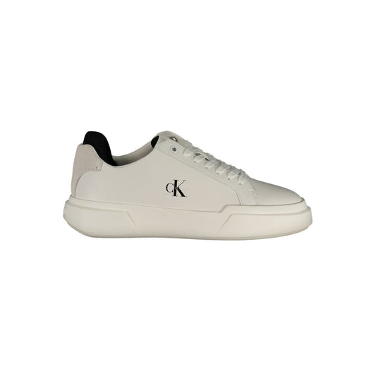 White Polyester Athletic Sneakers
