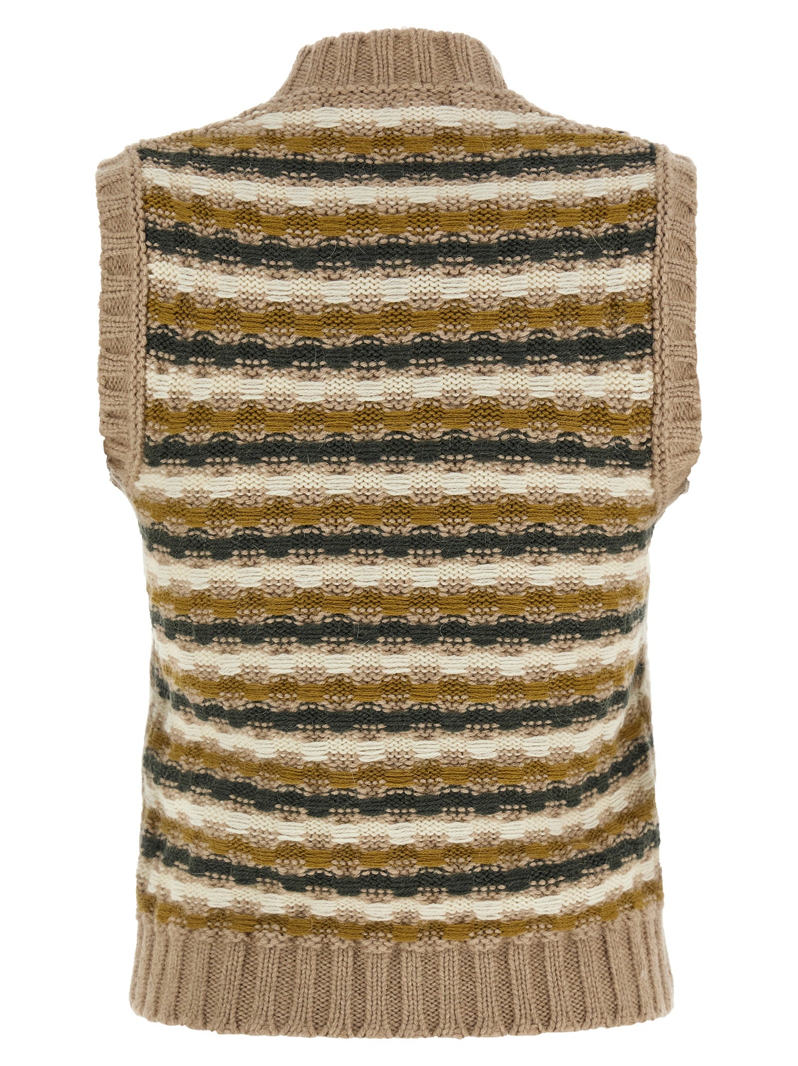 Beige Wool Sleeveless Jacket