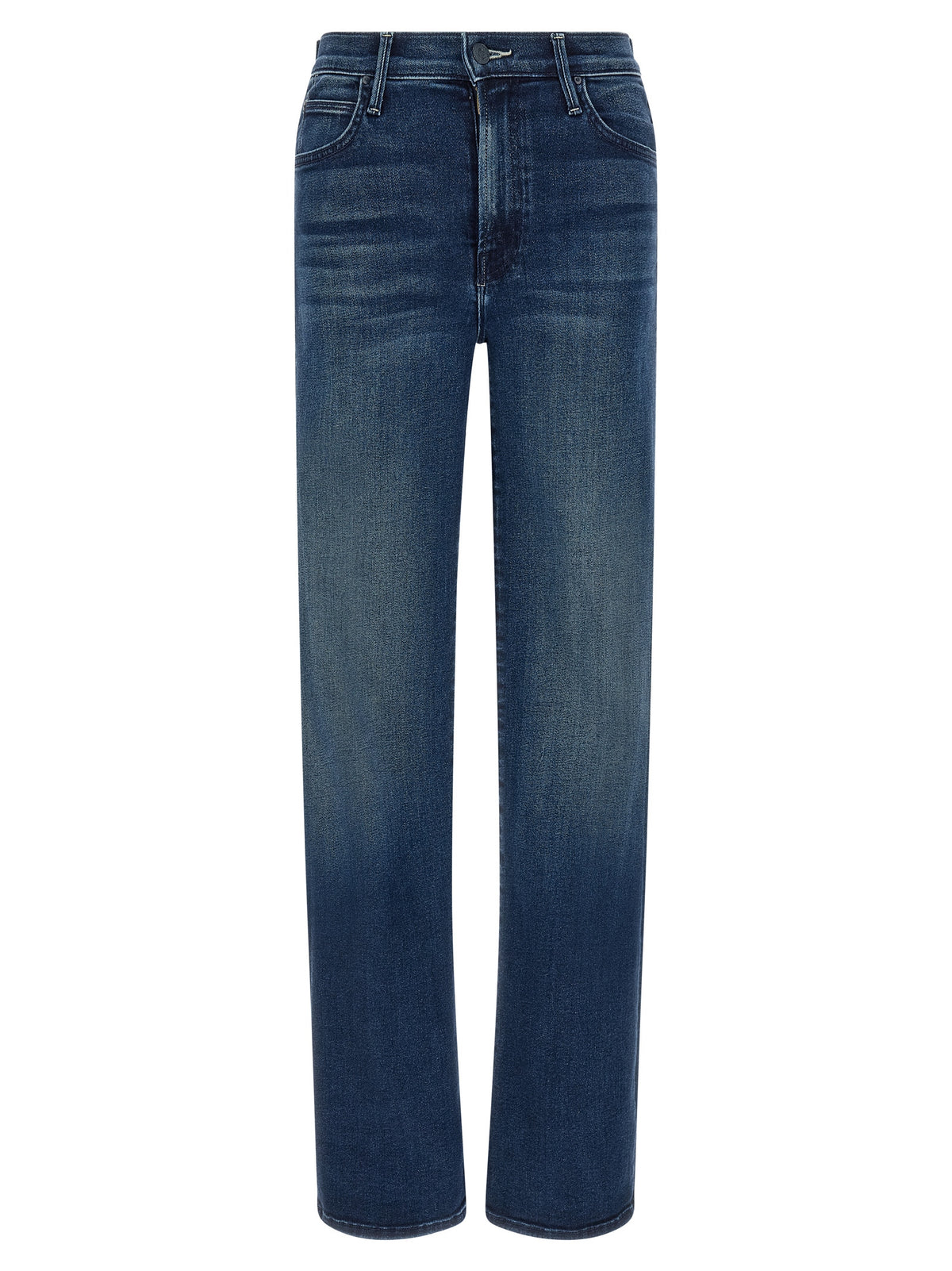 Blue Cotton Straight-Leg Jeans