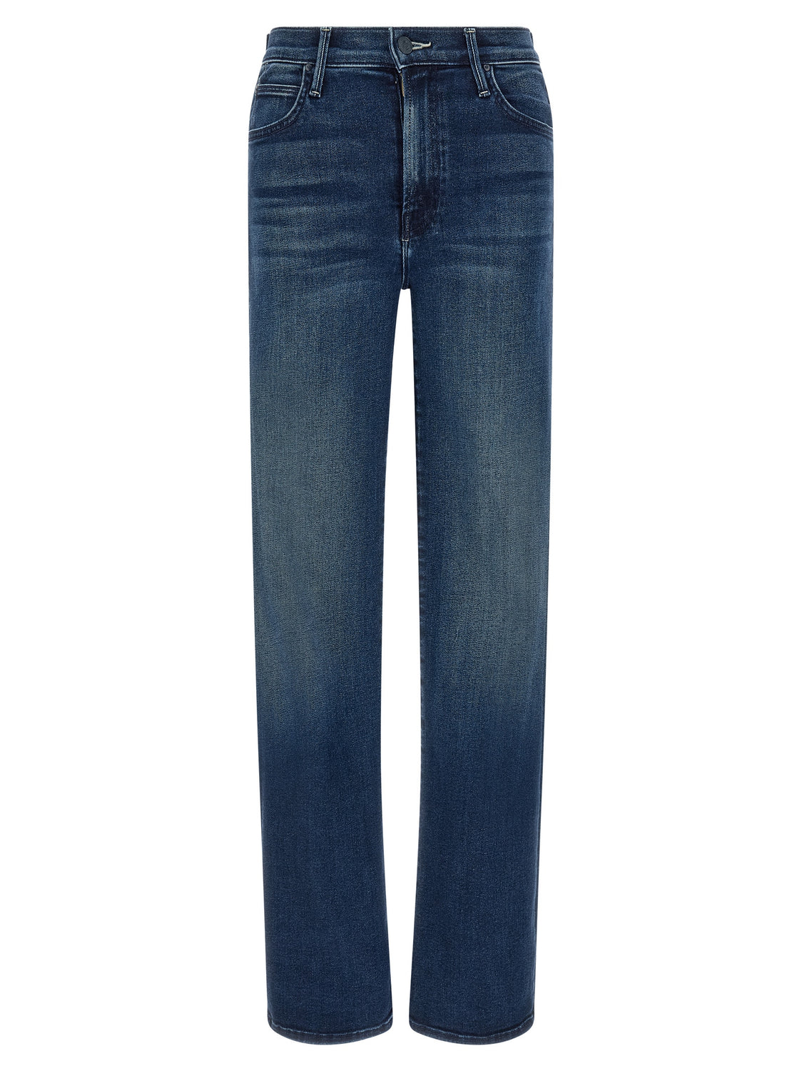 Blue Cotton Straight-Leg Jeans