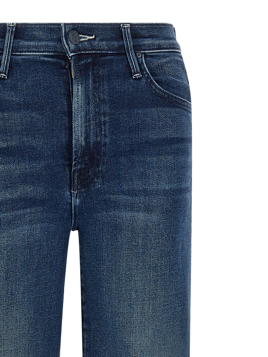 Blue Cotton Straight-Leg Jeans