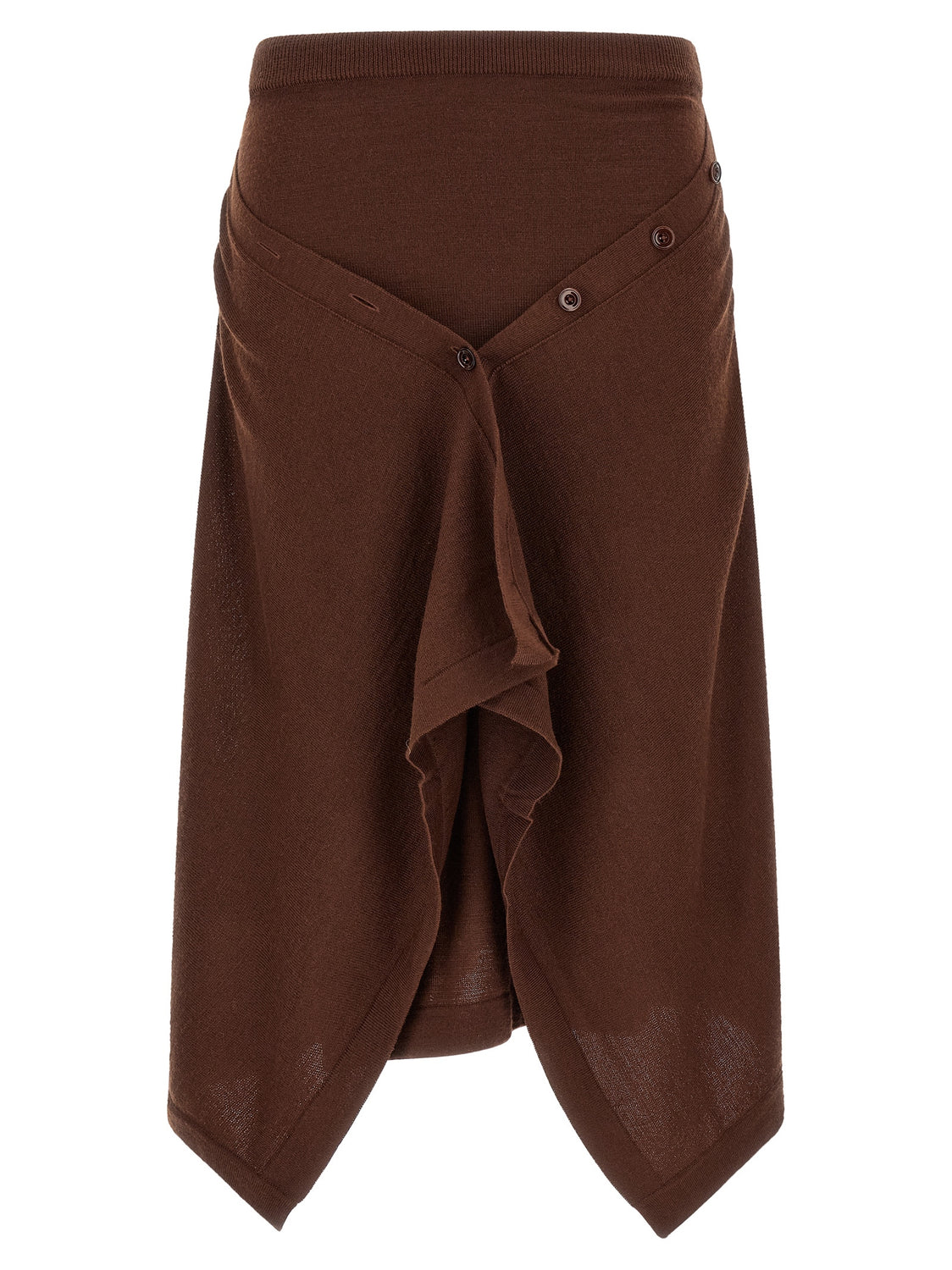 Brown Wool Midi Skirt
