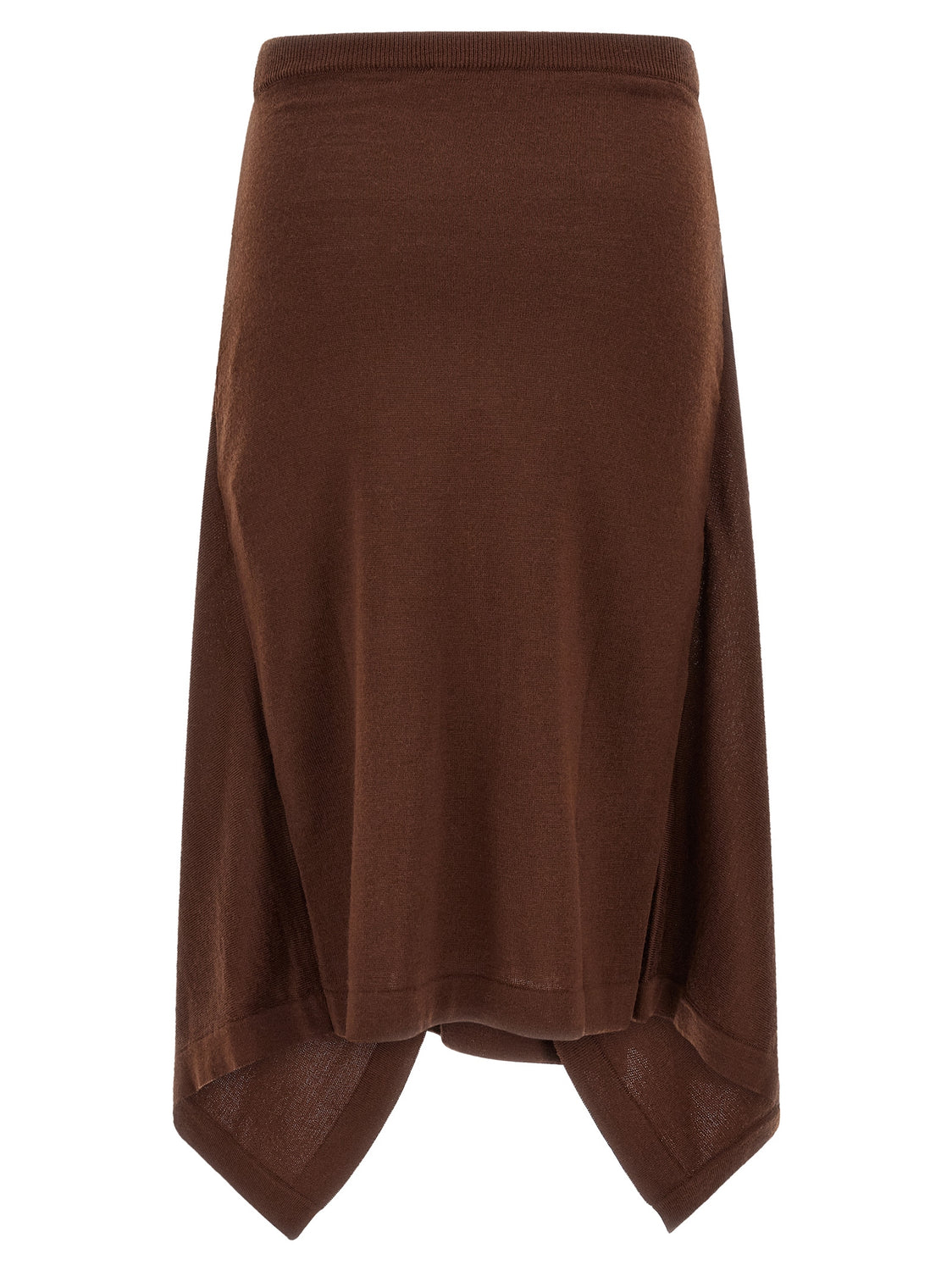 Brown Wool Midi Skirt