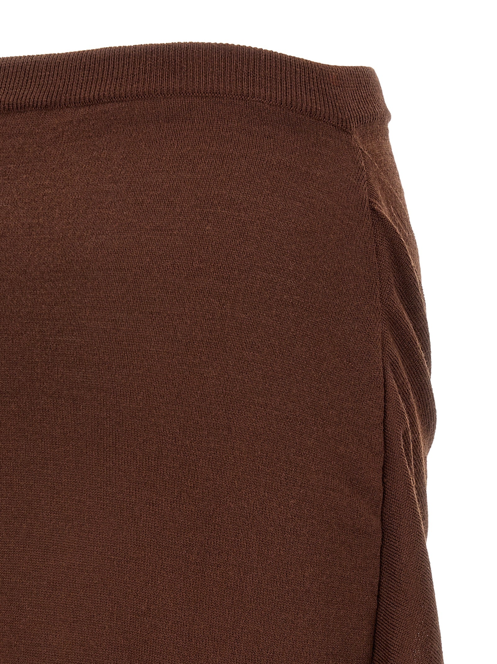 Brown Wool Midi Skirt