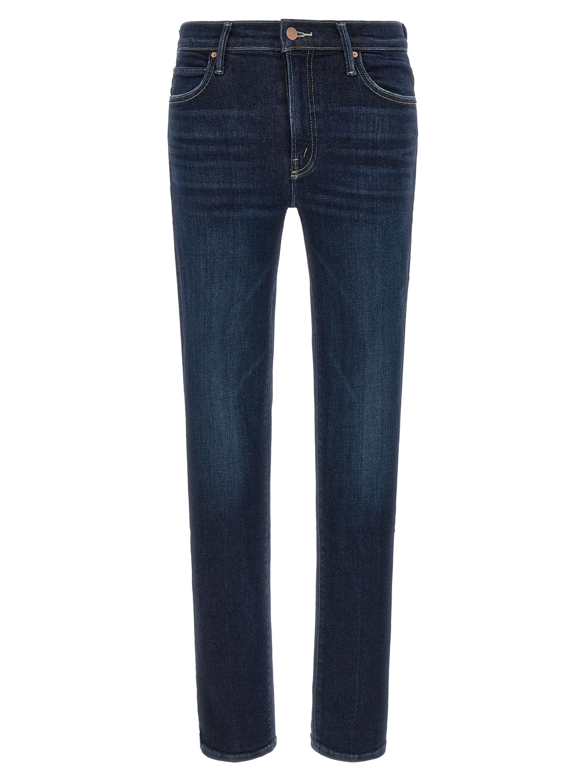 Blue Cotton Straight-Leg Jeans