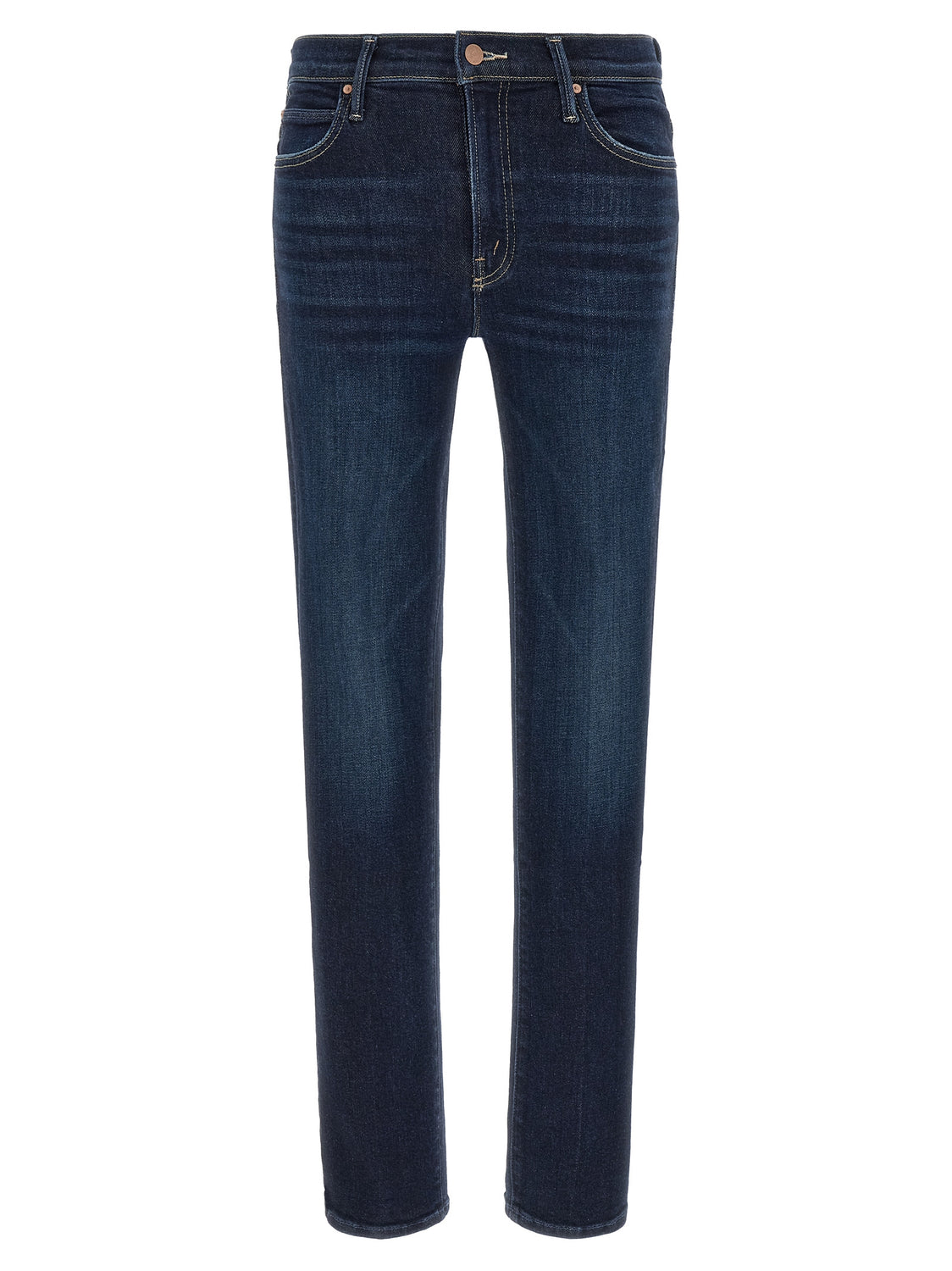 Blue Cotton Straight-Leg Jeans