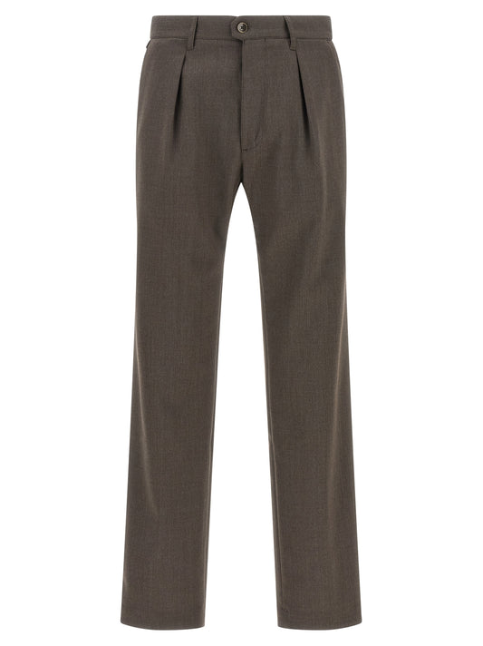 Brown Polyester Dress Pants