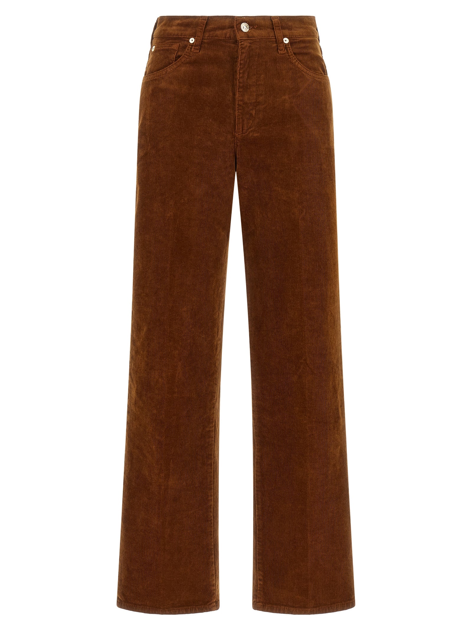 Brown Cotton Casual Pants