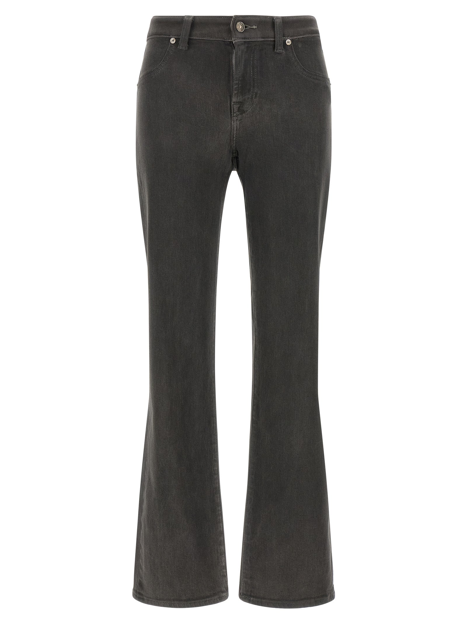 Gray Cotton Straight-Leg Jeans