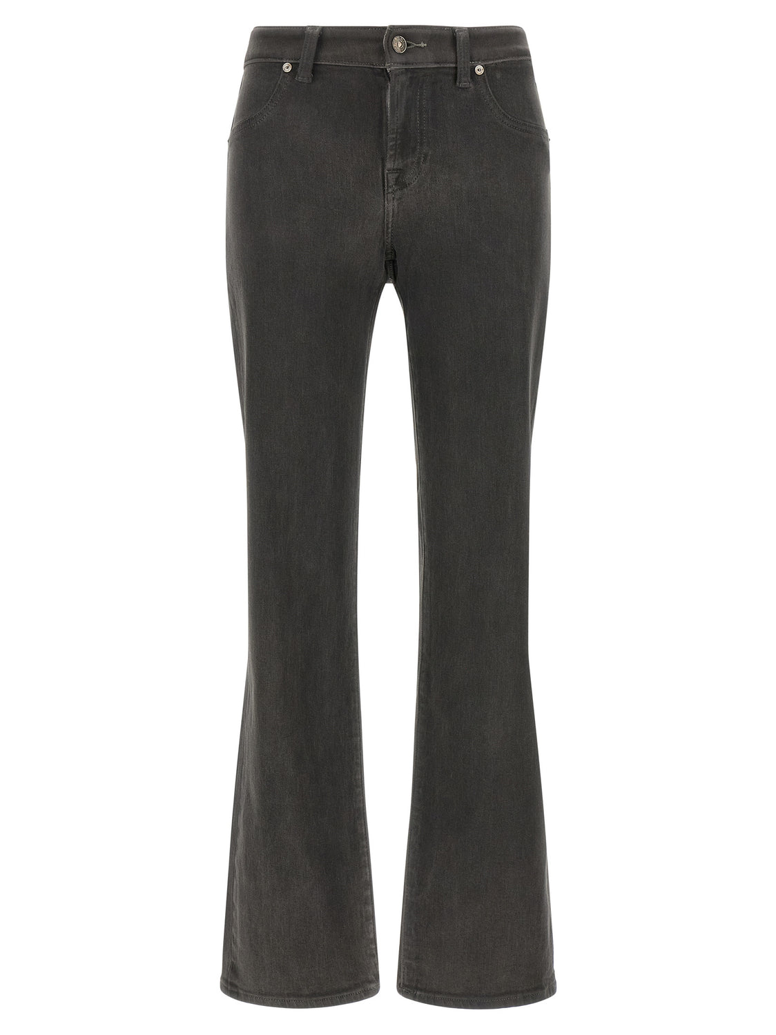 Gray Cotton Straight-Leg Jeans