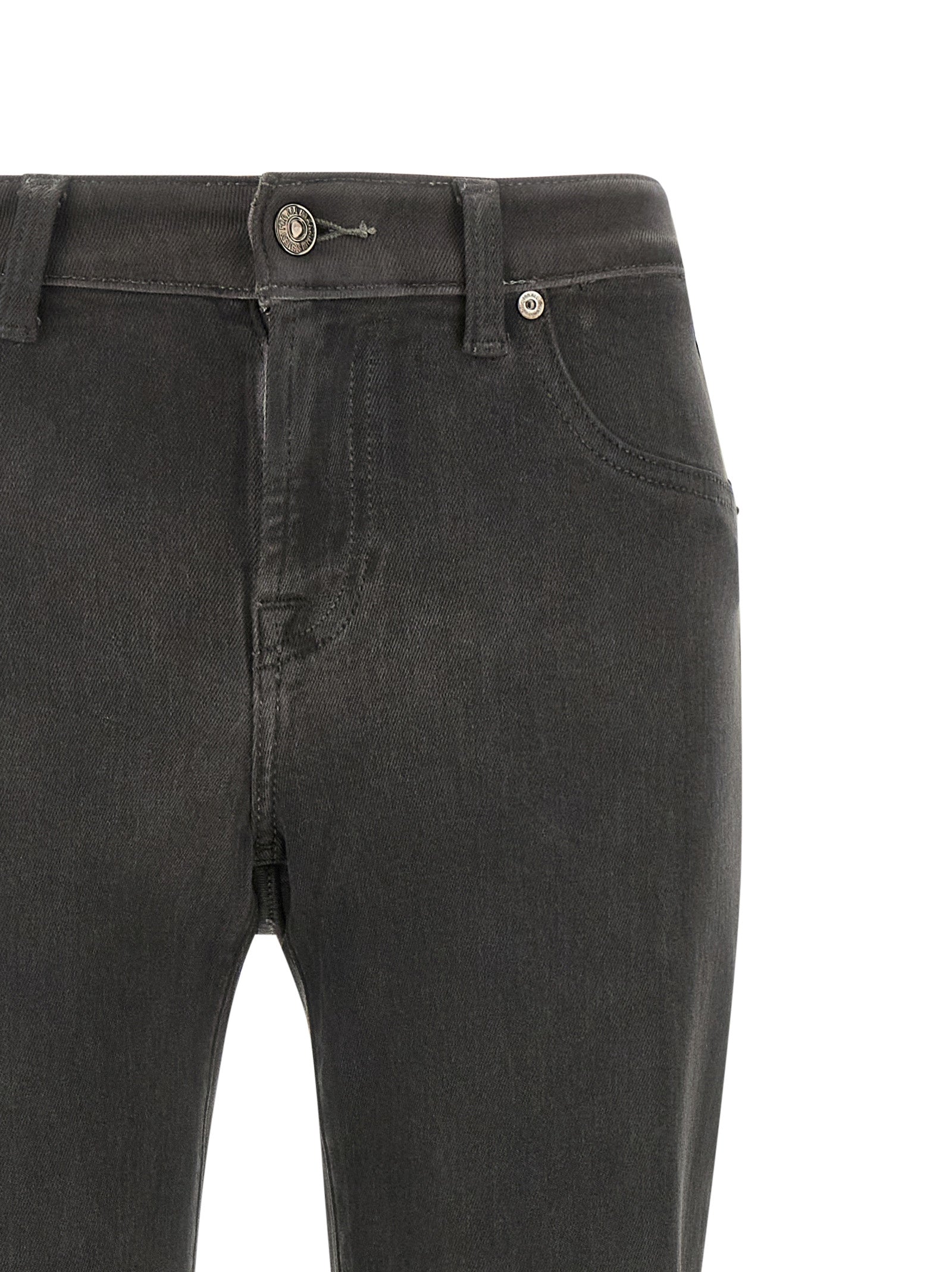Gray Cotton Straight-Leg Jeans